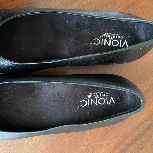 Vionic Lydia Low Wedge Shoes Black Shoes Bows Ballerina Sz US 6 EU 37 - Picture 7 of 8